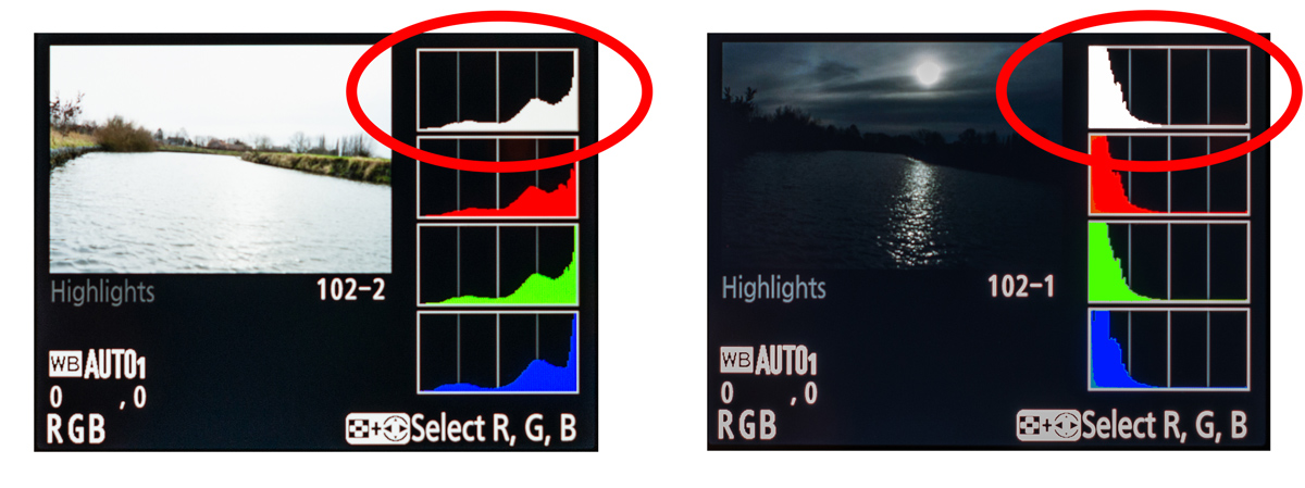 HDR manual exposure bracketing checking histogram