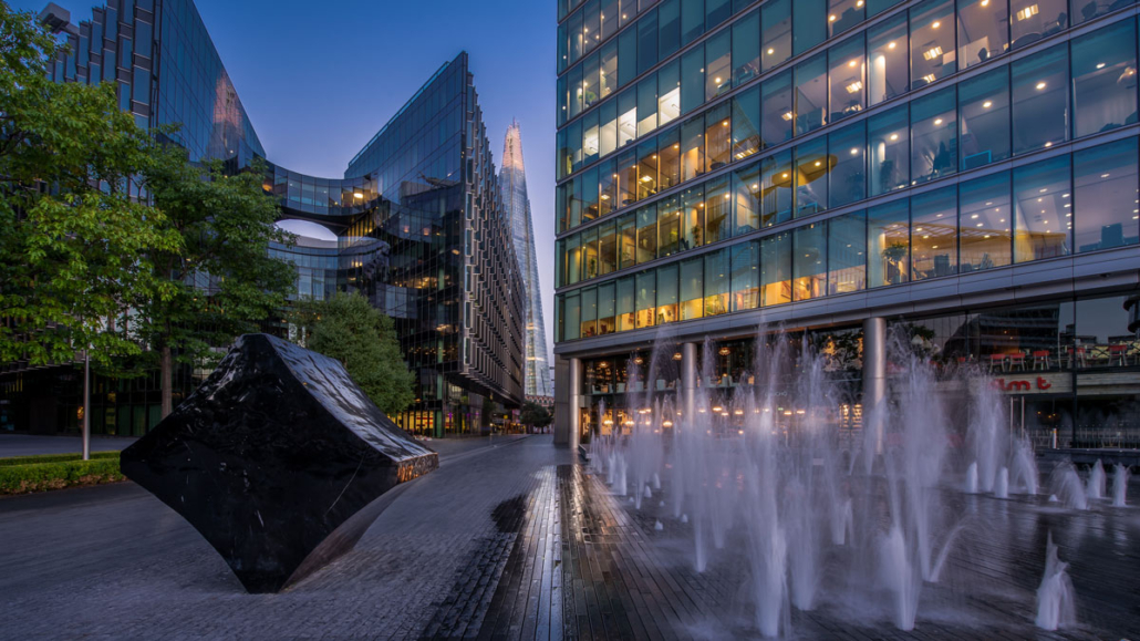 London HDR Photograph Shard Riverside at blue hour