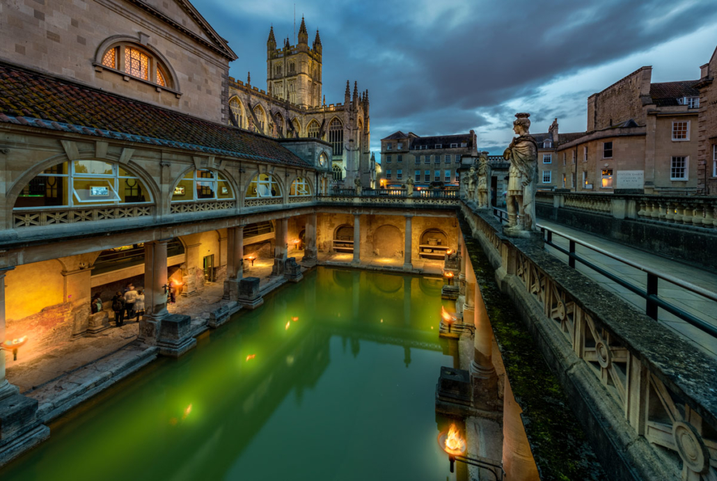 high dynamic range picture of the roman baths in bath reprocessed